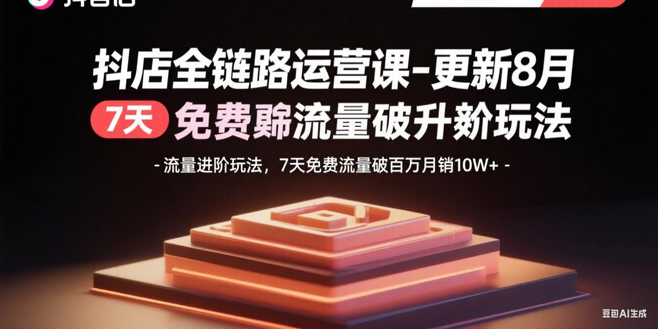 (15918期)抖店全链路运营课-更新8月:流量进阶玩法,7天免费流量破百万月销10W+插图 (15918期)抖店全链路运营课-更新8月:流量进阶玩法,7天免费流量破百万月销10W+插图