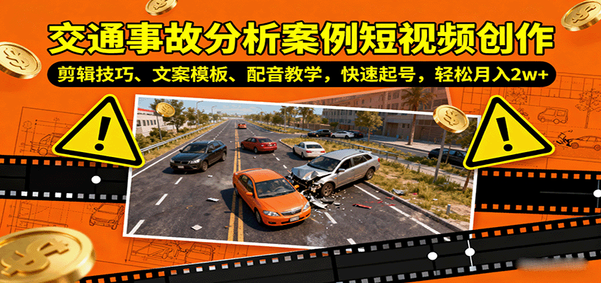 交通事故分析案例短视频创作,剪辑技巧、文案模板、配音教学,快速起号,轻松月入2w+插图 交通事故分析案例短视频创作,剪辑技巧、文案模板、配音教学,快速起号,轻松月入2w+插图