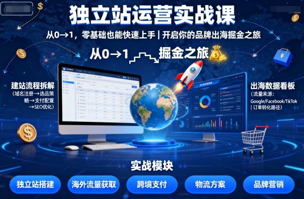 独立站运营实战课,从0到1,零基础也能快速上手,开启你的品牌出海掘金之旅插图 独立站运营实战课,从0到1,零基础也能快速上手,开启你的品牌出海掘金之旅插图