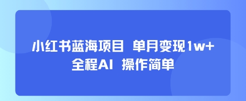 小红书蓝海项目 单月变现1w+ 全程AI 操作简单插图