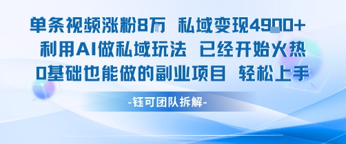 单条视频私域变现4.9k+利用AI做私域玩法 已经开始火热0基础也能做的副业项目轻松上手插图