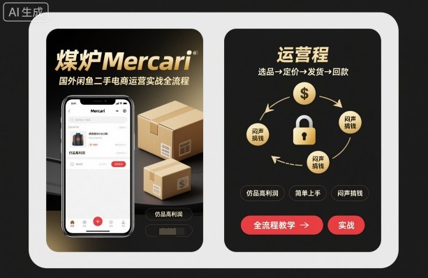 煤炉Mercari国外闲鱼二手电商运营实战全流程,仿品高利润,简单上手,闷声搞钱插图 煤炉Mercari国外闲鱼二手电商运营实战全流程,仿品高利润,简单上手,闷声搞钱插图