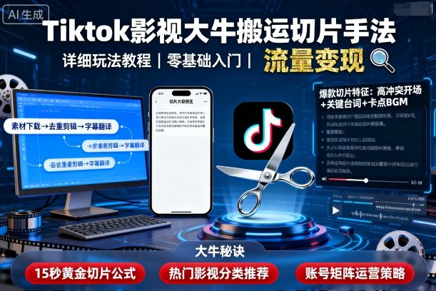Tiktok影视大牛搬运切片手法,详细玩法教程插图 Tiktok影视大牛搬运切片手法,详细玩法教程插图