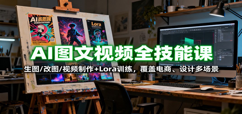 AI图文视频全技能课:生图/改图/视频制作+Lora训练,覆盖电商 、设计多场景插图 AI图文视频全技能课:生图/改图/视频制作+Lora训练,覆盖电商 、设计多场景插图