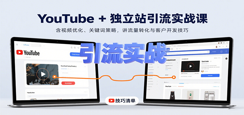 YouTube+独立站引流实战课:含视频优化、关键词策略,讲流量转化与客户开发技巧插图 YouTube+独立站引流实战课:含视频优化、关键词策略,讲流量转化与客户开发技巧插图