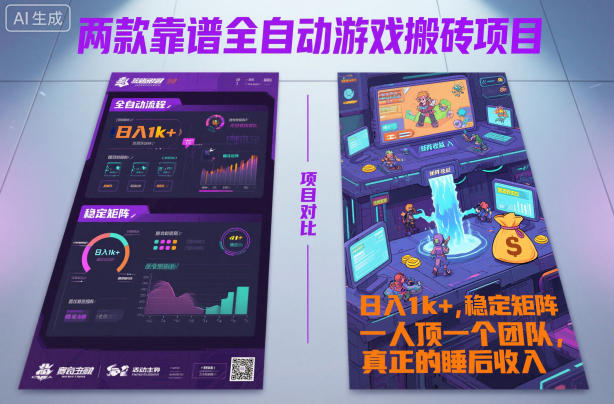 两款靠谱全自动游戏搬砖项目，日入1k+，稳定可矩阵，一人顶一个团队，真正的睡后收入【揭秘】插图