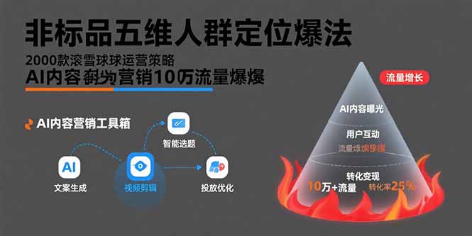 (15619期)非标品五维人群定位法,2000款滚雪球运营策略,AI内容营销10万流量引爆插图 (15619期)非标品五维人群定位法,2000款滚雪球运营策略,AI内容营销10万流量引爆插图