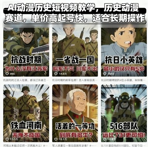 AI动漫历史短视频教学,历史动漫赛道,单价高起号快,适合长期操作插图 AI动漫历史短视频教学,历史动漫赛道,单价高起号快,适合长期操作插图