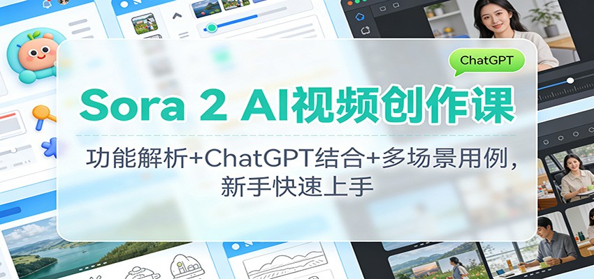Sora 2 AI视频创作课:功能解析+ChatGPT结合+多场景用例,新手快速上手插图 Sora 2 AI视频创作课:功能解析+ChatGPT结合+多场景用例,新手快速上手插图
