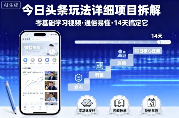 今日头条玩法详细项目拆解,零基础学习视频 通俗易懂 14天搞定它插图 今日头条玩法详细项目拆解,零基础学习视频 通俗易懂 14天搞定它插图