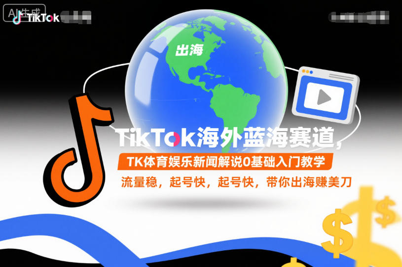 TikTok海外蓝海赛道,TK体育娱乐新闻解说0基础入门教学,流量稳,起号快,带你出海賺美刀插图 TikTok海外蓝海赛道,TK体育娱乐新闻解说0基础入门教学,流量稳,起号快,带你出海賺美刀插图