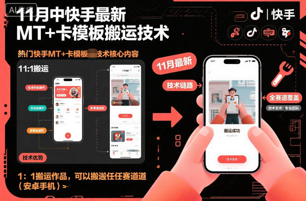 11月中快手最新MT+卡模板搬运技术，1：1搬运作品，可以搬运任何赛道（安卓手机）插图