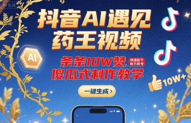 抖音AI遇见药王视频,条条10W赞,快速起千粉万粉号,傻瓜式制作教学插图 抖音AI遇见药王视频,条条10W赞,快速起千粉万粉号,傻瓜式制作教学插图