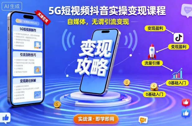 5G短视频抖音实操变现课程,自媒体,无谓引流变现插图 5G短视频抖音实操变现课程,自媒体,无谓引流变现插图