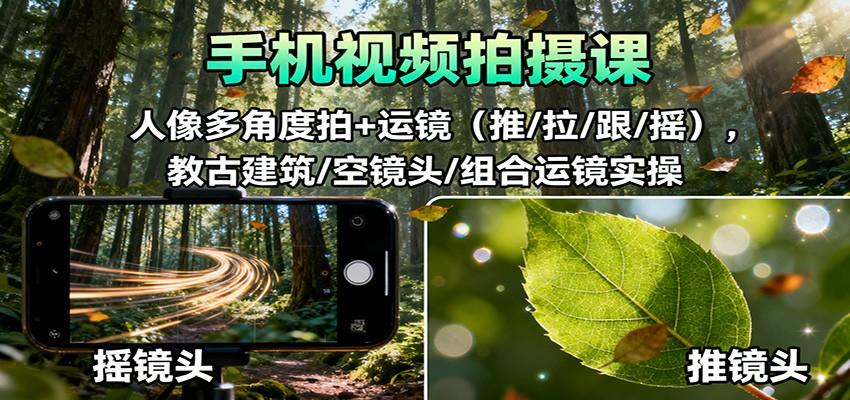 手机视频拍摄课:人像多角度拍+运镜(推/拉/跟/摇),古建筑/空镜头/组合运镜实操插图 手机视频拍摄课:人像多角度拍+运镜(推/拉/跟/摇),古建筑/空镜头/组合运镜实操插图