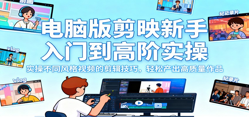 电脑版剪映新手入门到高阶实操,实操不同风格视频的剪辑技巧,轻松产出高质量作品插图 电脑版剪映新手入门到高阶实操,实操不同风格视频的剪辑技巧,轻松产出高质量作品插图