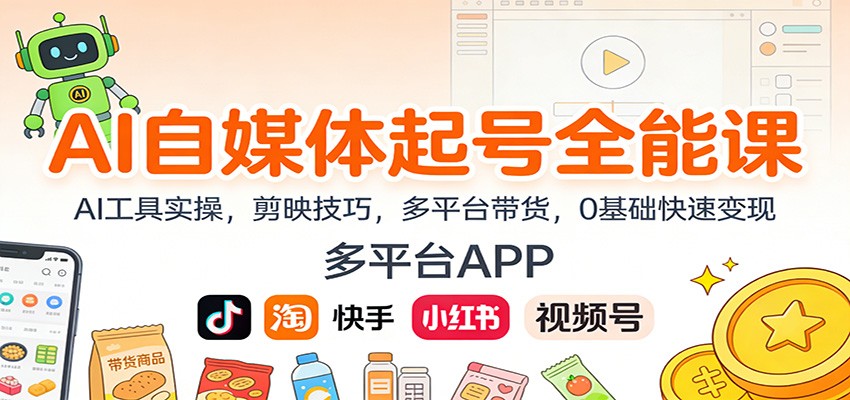 AI自媒体起号全能课:AI工具实操,剪映技巧,多平台带货,0基础快速变现插图 AI自媒体起号全能课:AI工具实操,剪映技巧,多平台带货,0基础快速变现插图