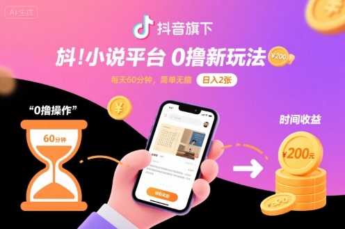 抖音旗下小说平台0撸新玩法,每天挂G60分钟,简单无脑,日入2张【揭秘】插图 抖音旗下小说平台0撸新玩法,每天挂G60分钟,简单无脑,日入2张【揭秘】插图