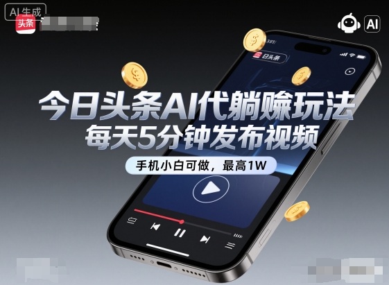 今日头条AI代躺賺玩法,每天5分钟发布视频,手机小白可做,最高1W+【揭秘】插图 今日头条AI代躺賺玩法,每天5分钟发布视频,手机小白可做,最高1W+【揭秘】插图