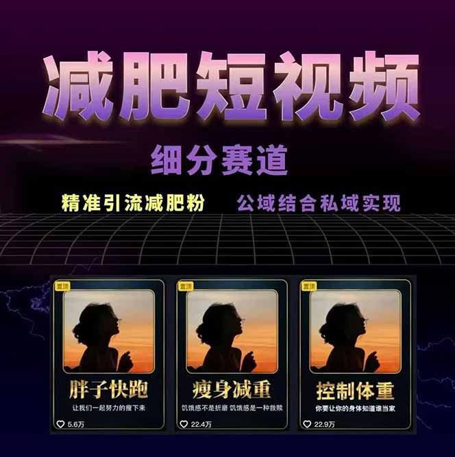 (15788期)减肥短视频赛道运营课:素材准备-视频制作-引流变现全流程 (附素材)插图1 (15788期)减肥短视频赛道运营课:素材准备-视频制作-引流变现全流程 (附素材)插图1