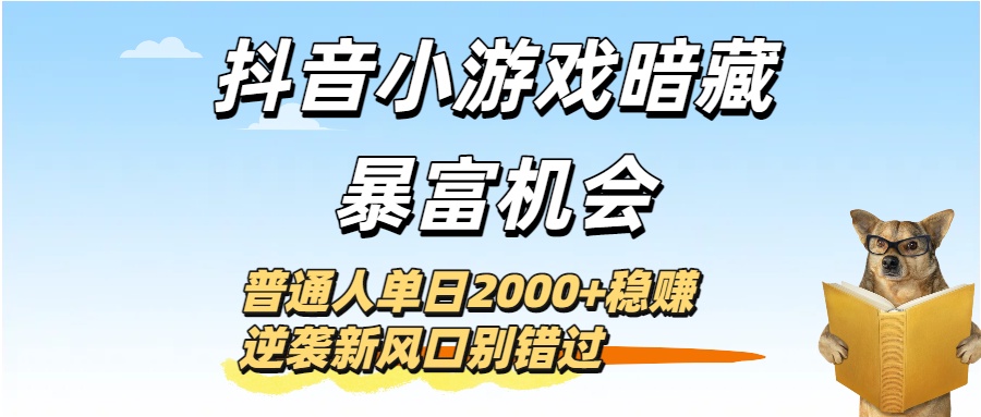 抖音小游戏暗藏暴富机会！普通人单日2000+稳赚，逆袭新风口别错过插图