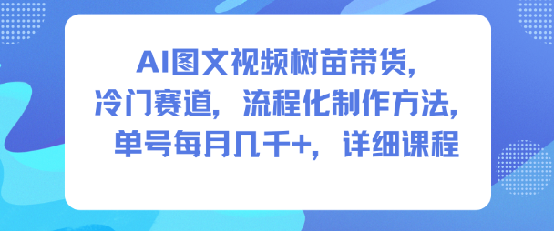 AI图文视频树苗带货，冷门赛道，流程化制作方法，单号每月几K，详细课程插图
