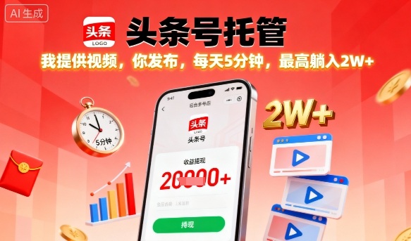 【头条号托管】我提供视频,你发布,每天5分钟,最高躺入2W+【揭秘】插图 【头条号托管】我提供视频,你发布,每天5分钟,最高躺入2W+【揭秘】插图