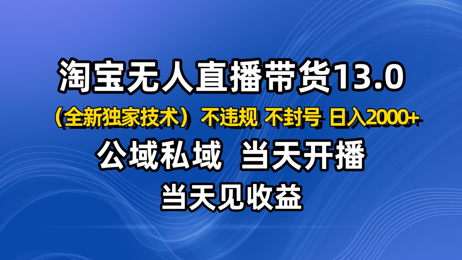 淘宝无人直播13.0，公域私域技术，不封号，不违规 布局下半年旺季赛道，日入2000+插图