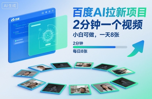 百度AI拉新项目，2分钟一个视频，小白可做，一天8张【附案例+保姆级教程】插图