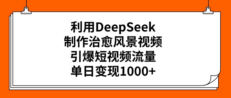 利用DeepSeek制作，治愈风景视频，引爆短视频流量，单日变现1000+插图