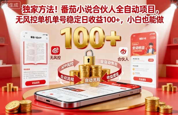 独家方法!番茄小说合伙人全自动挂G项目,无风控单机单号稳定日收益100+,小白也能做【揭秘】插图 独家方法!番茄小说合伙人全自动挂G项目,无风控单机单号稳定日收益100+,小白也能做【揭秘】插图