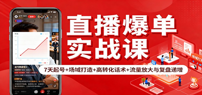 直播爆单实战课:7天起号+场域打造+高转化话术+流量放大与复盘递增插图 直播爆单实战课:7天起号+场域打造+高转化话术+流量放大与复盘递增插图