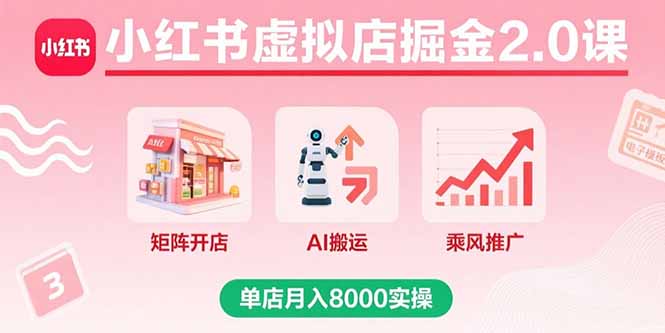 (15929期)小红书虚拟店掘金2.0课,矩阵开店+AI搬运+乘风推广,单店月入8000实操插图 (15929期)小红书虚拟店掘金2.0课,矩阵开店+AI搬运+乘风推广,单店月入8000实操插图