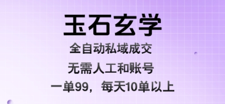 玉石玄学全自动私域成交，一单99每天十单以上，无需人工和矩阵账号，蓝海项目直接干【揭秘】插图