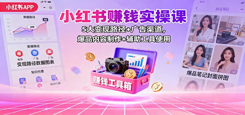 小红书赚钱实操课：5大变现路径+广告渠道，爆品内容制作+辅助工具使用插图