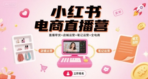 小红书电商直播营,直播带货+店铺运营+笔记运营=全电商插图 小红书电商直播营,直播带货+店铺运营+笔记运营=全电商插图