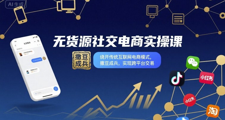 无货源社交电商实操课，绕开传统互联网电商模式，撒豆成兵，实现跨平台交易插图