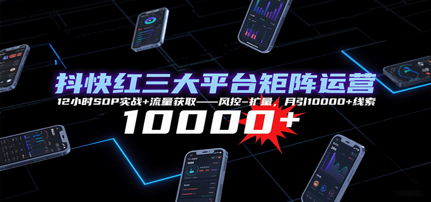 抖快红三大平台矩阵运营,12小时SOP实战+流量获取-风控-扩量,月引10000+线索插图 抖快红三大平台矩阵运营,12小时SOP实战+流量获取-风控-扩量,月引10000+线索插图