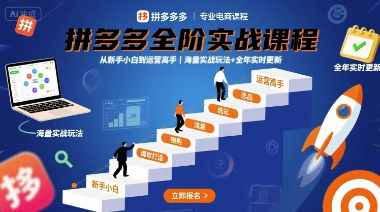 拼多多全阶实战课程,从新手小白到运营高手,海量实战玩法+全年实时更新【2025年9月更新】插图 拼多多全阶实战课程,从新手小白到运营高手,海量实战玩法+全年实时更新【2025年9月更新】插图