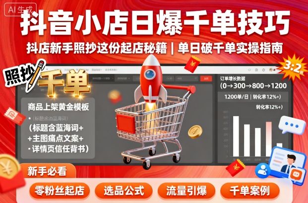 抖音小店日爆千单技巧，抖店新手照抄这份起店秘籍，单日破千单插图