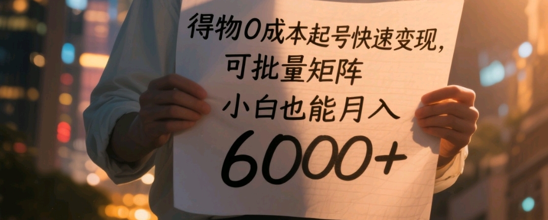 得物0成本起号快速变现,可批量矩阵,小白也能月入6000+插图 得物0成本起号快速变现,可批量矩阵,小白也能月入6000+插图
