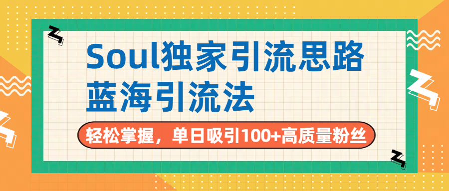 Soul独家引流思路，单日吸引100+高质量粉丝，蓝海引流法，轻松掌握插图