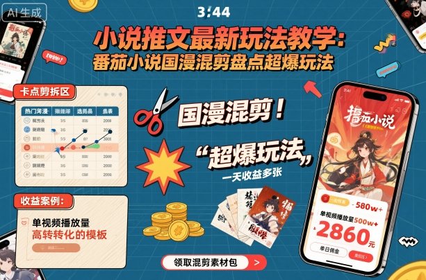 小说推文最新玩法教学，番茄小说国漫混剪盘点超爆玩法，全程干货，一天收益多张插图