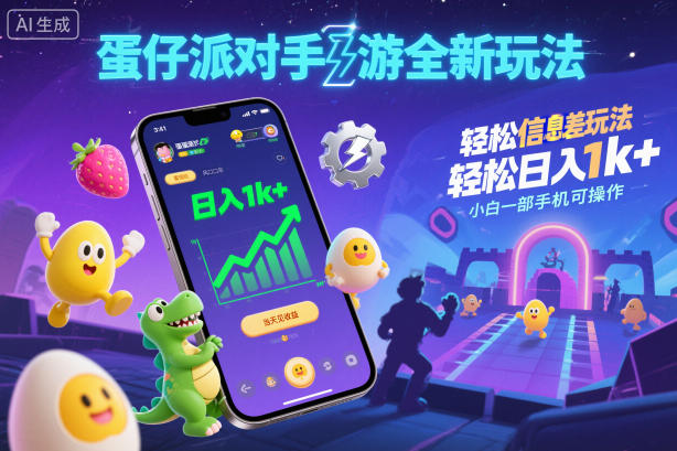 蛋仔派对手游全新玩法，轻松日入1k+，风口信息差玩法，当天见收益，小白一部手机可操作插图