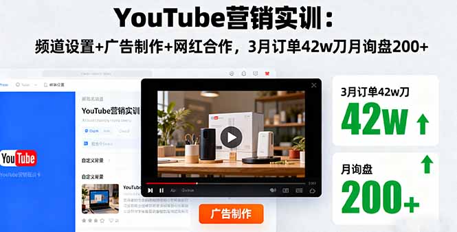 (16107期)YouTube营销实训:频道设置+广告制作+网红合作,3月订单42w刀月询盘200+插图 (16107期)YouTube营销实训:频道设置+广告制作+网红合作,3月订单42w刀月询盘200+插图