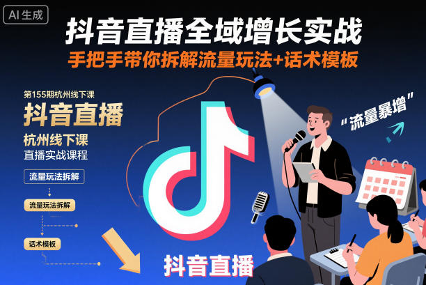 抖音直播全域增长实战第155期杭州线下课，手把手带你拆解流量玩法+话术模板插图