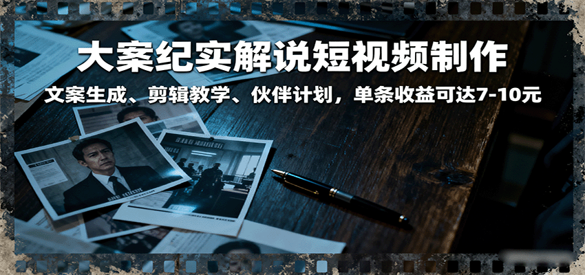 大案纪实解说短视频制作,文案生成、剪辑教学、伙伴计划,单条收益可达7-10元插图 大案纪实解说短视频制作,文案生成、剪辑教学、伙伴计划,单条收益可达7-10元插图