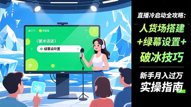 (16605期)直播冷启动全攻略:人货场搭建+绿幕设置+破冰技巧,新手月入过万实操指南插图 (16605期)直播冷启动全攻略:人货场搭建+绿幕设置+破冰技巧,新手月入过万实操指南插图