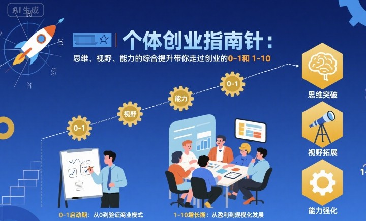 个体创业指南针,思维、视野、能力的综合提升带你走过创业的0-1和1-10【音频】插图 个体创业指南针,思维、视野、能力的综合提升带你走过创业的0-1和1-10【音频】插图