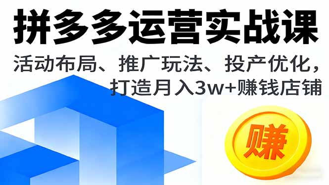 (16135期)拼多多运营实战课,活动布局、推广玩法、投产优化,打造月入3w+赚钱店铺插图 (16135期)拼多多运营实战课,活动布局、推广玩法、投产优化,打造月入3w+赚钱店铺插图